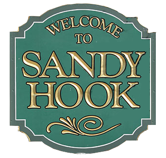 Welcome to Sandy Hook logo with colorful star and village branding