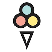 Dolce Gelato logo icon featuring three pastel-colored scoops in a cone shape
